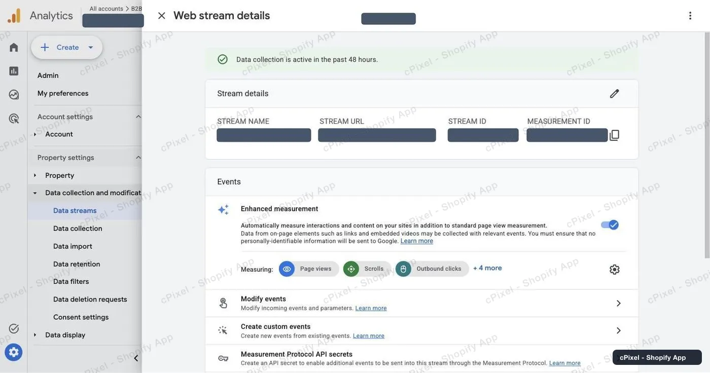 Open the web stream and copy the Measurement ID