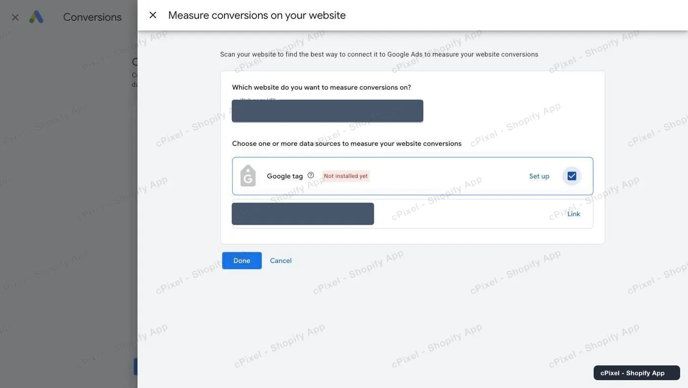 Scan your store, then pick Google tag