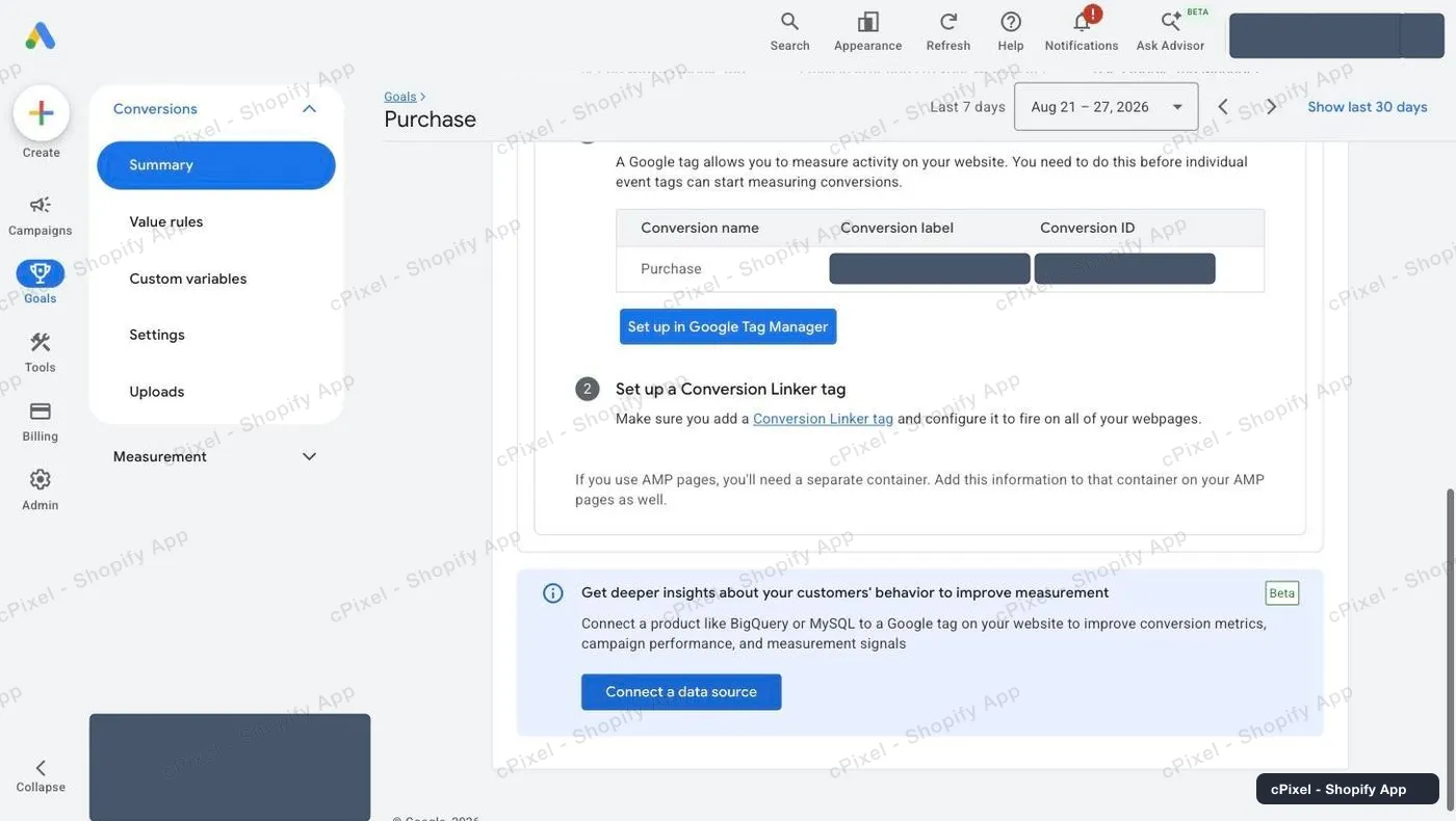 Read the Conversion ID and label