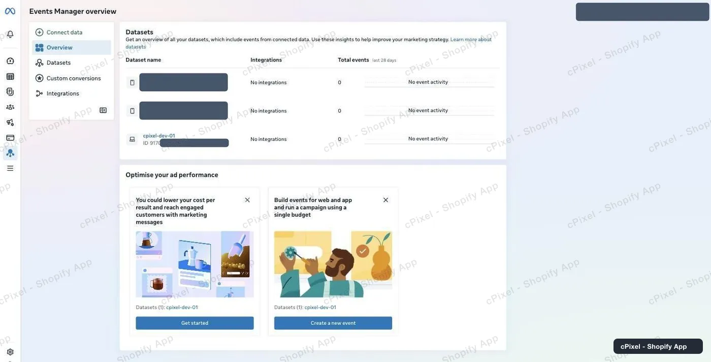 Open Events Manager and find your dataset