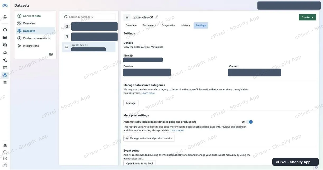 Open Settings and copy the Pixel ID