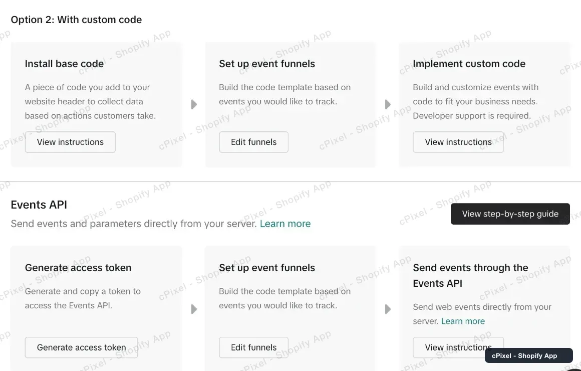 Open the dataset's Settings and scroll to Events API
